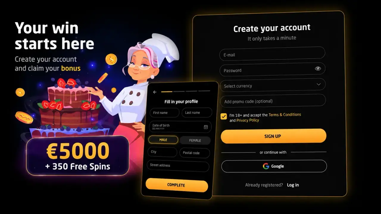 Stay Casino registration screen